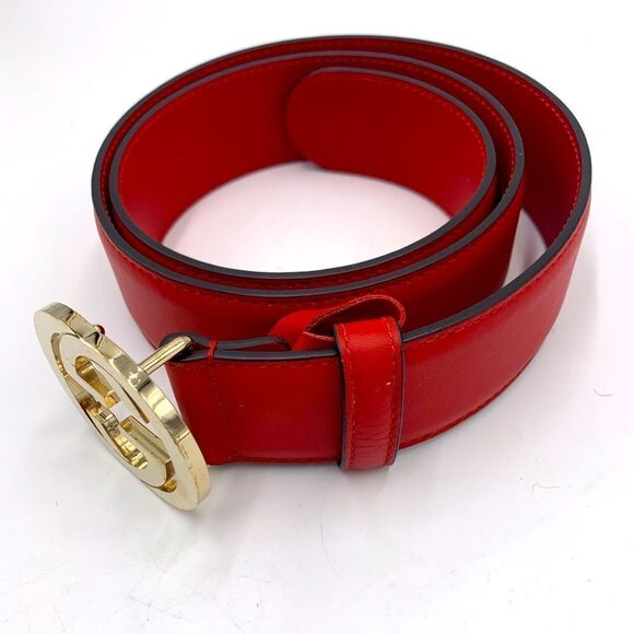 Authentic Gucci Double G Red Leather Belt Preloved main image 9